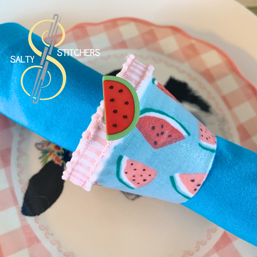 3D Printed Faux Terra Cotta Pot Pink Watermelon Napkin Ring | Salty Stitchers at More Heart Studio