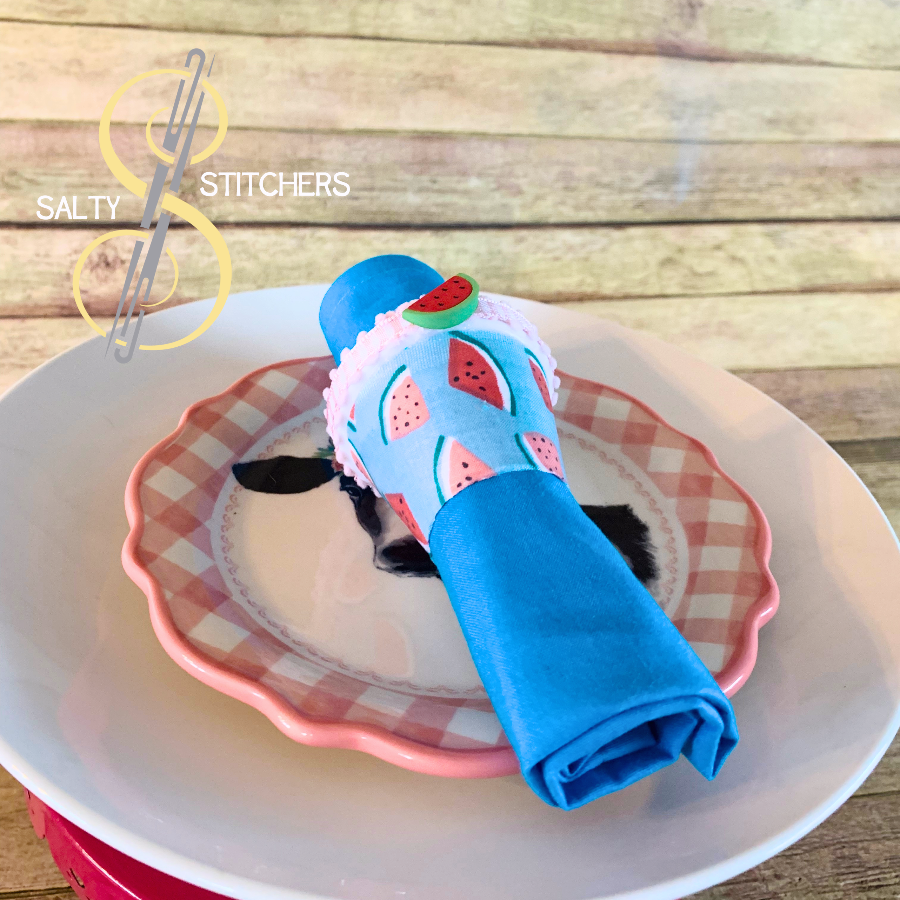 3D Printed Faux Terra Cotta Pot Pink Watermelon Napkin Ring | Salty Stitchers at More Heart Studio