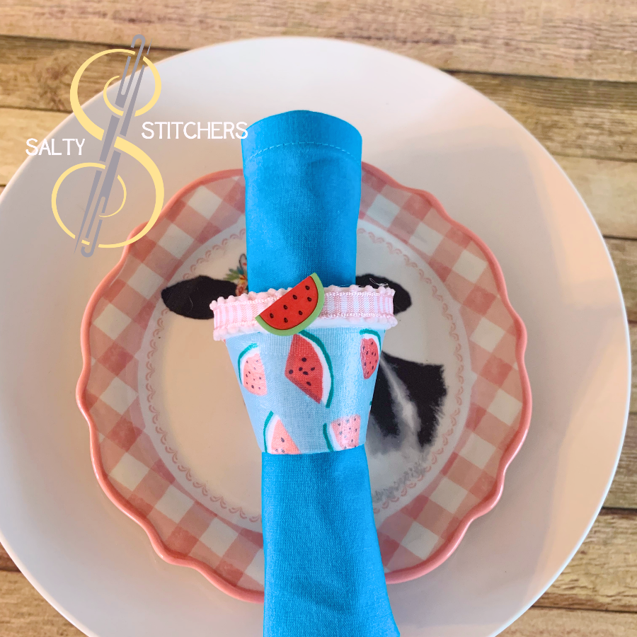 3D Printed Faux Terra Cotta Pot Pink Watermelon Napkin Ring | Salty Stitchers at More Heart Studio