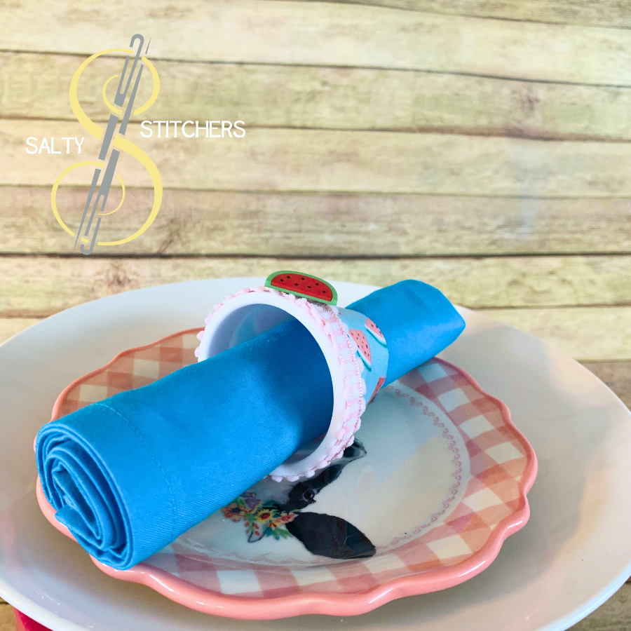3D Printed Faux Terra Cotta Pot Pink Watermelon Napkin Ring | Salty Stitchers at More Heart Studio