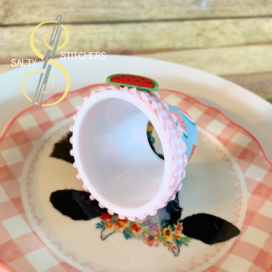 3D Printed Faux Terra Cotta Pot Pink Watermelon Napkin Ring | Salty Stitchers at More Heart Studio