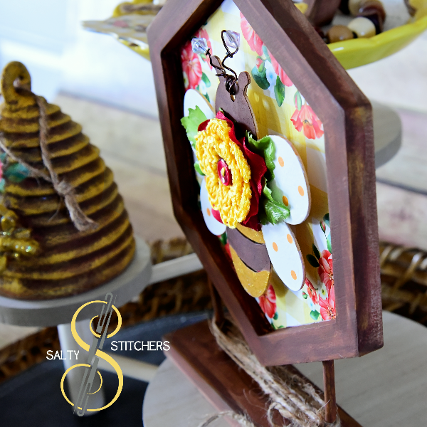 Vintage Floral Inspired Honey Bee Tier Tray Wood Sign | Jacobs Custom Living