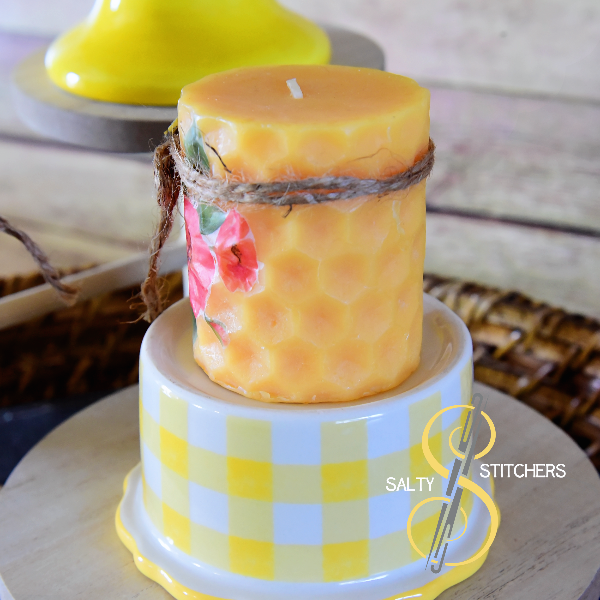 Vintage Floral Inspired Honeycomb Candle | Salty Stitchers at More Heart Studio