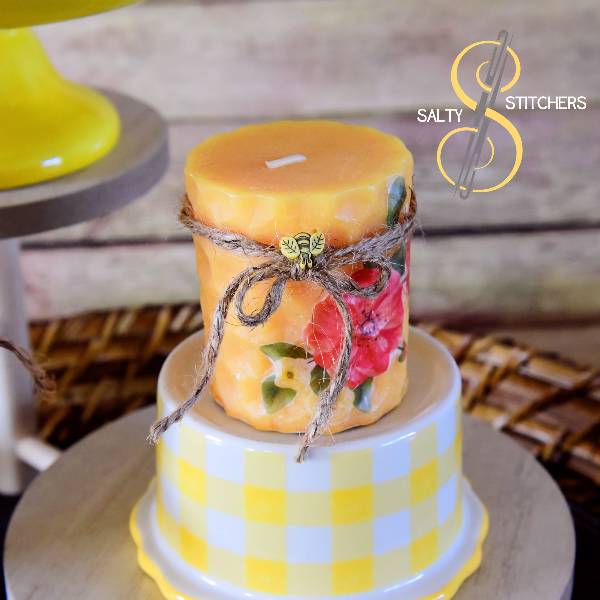 Vintage Floral Inspired Honeycomb Candle | Salty Stitchers at More Heart Studio