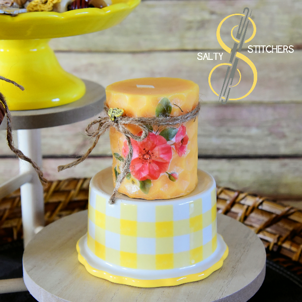 Vintage Floral Inspired Honeycomb Candle | Salty Stitchers at More Heart Studio