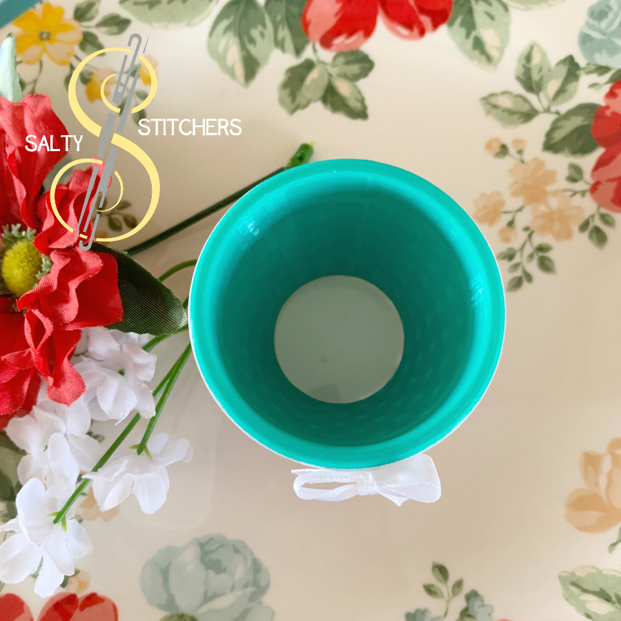 3D Printed Faux Terra Cotta Pot Red Polka Dot Napkin Ring | Salty Stitchers at More Heart Studio