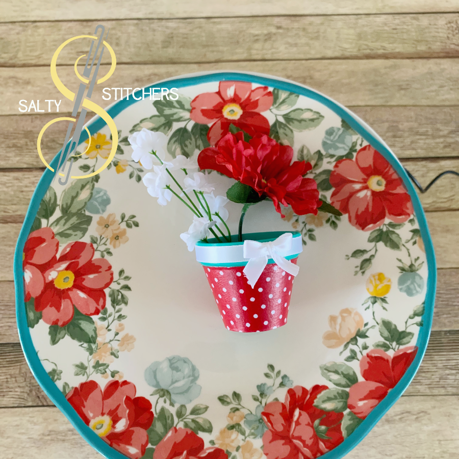 3D Printed Faux Terra Cotta Pot Red Polka Dot Napkin Ring | Salty Stitchers at More Heart Studio