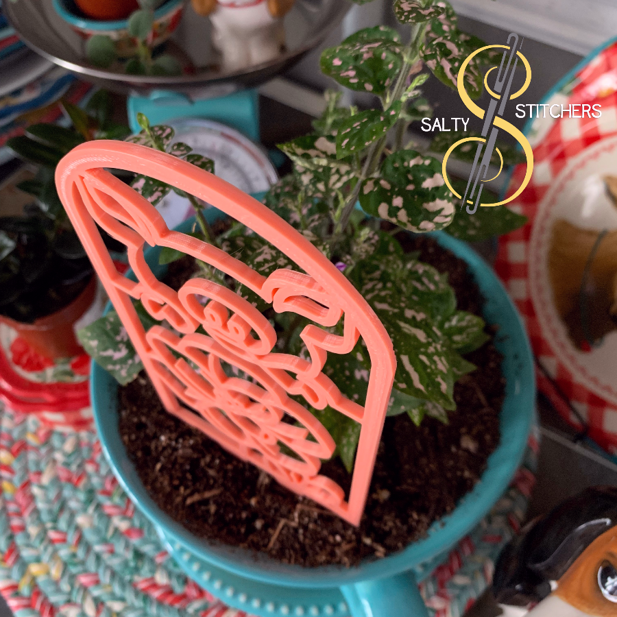 Floral Pink Pig Plant Pal 3d Printed Indoor Trellis | More Heart Studio