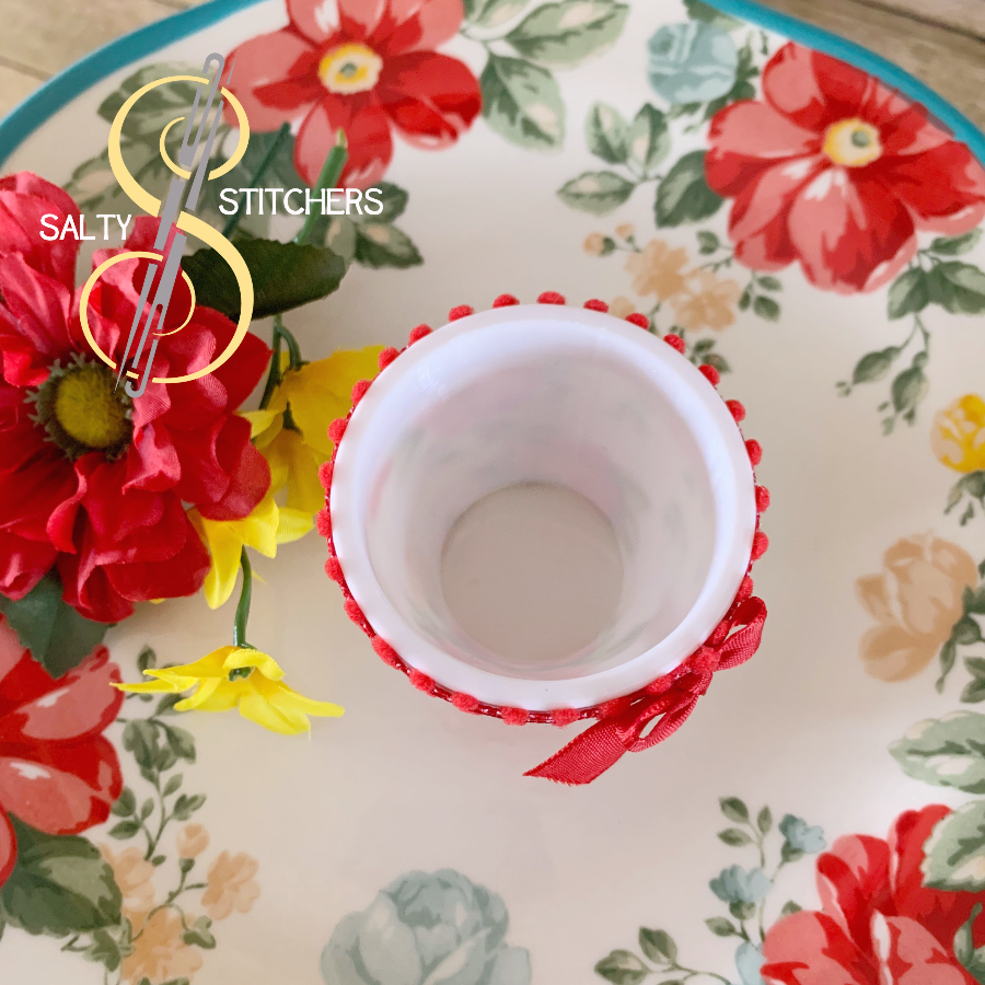 3D Printed Faux Terra Cotta Pot Pioneer Woman Vintage Floral Fabric Napkin Ring | Salty Stitchers at More Heart Studio