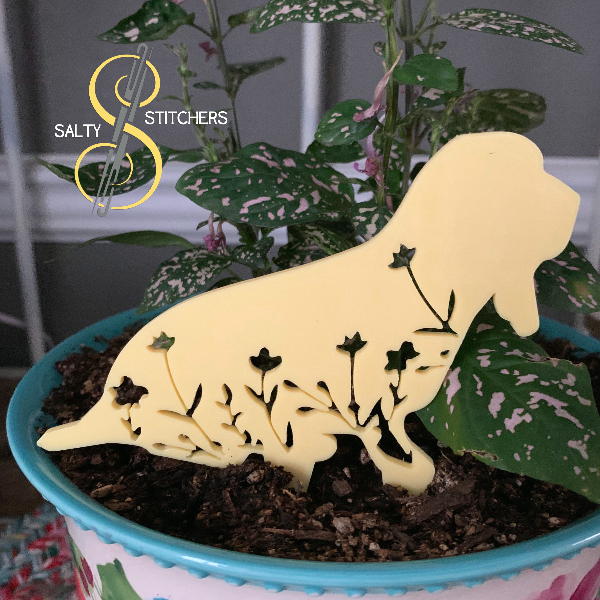 Yellow Floral Basset Hound Plant Pal 3d Printed Indoor Trellis | More Heart Studio
