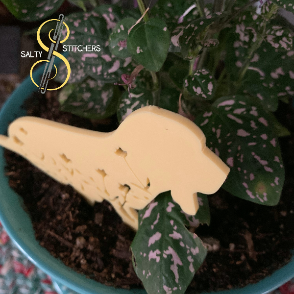 Yellow Floral Basset Hound Plant Pal 3d Printed Indoor Trellis | More Heart Studio