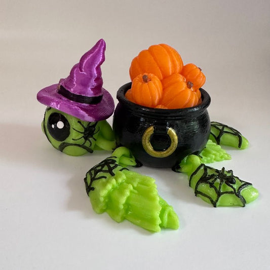 T36 Large Purple and Pumpkin Witch Turtle