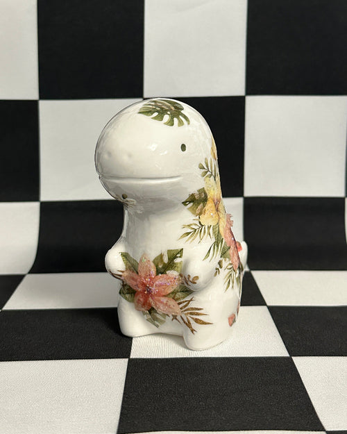 Boho Floral T-Rex Figurine | Whimsical Dinosaur Shelf Decor