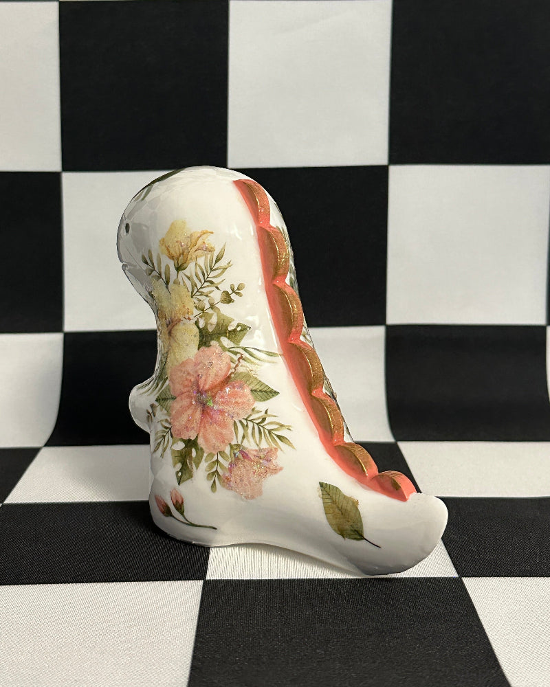 Boho Floral T-Rex Figurine | Whimsical Dinosaur Shelf Decor