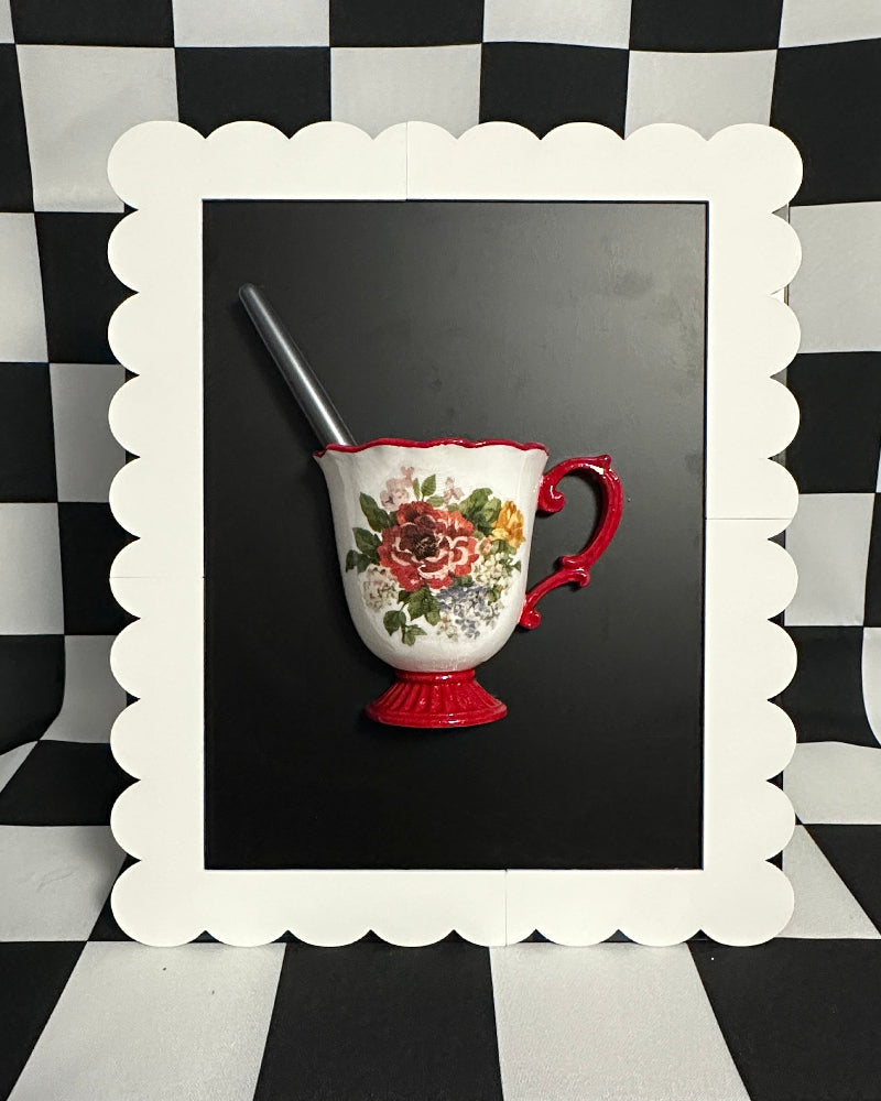 Country Garden Teacup Magnet & Pen Holder | Cottagecore Kitchen Decor