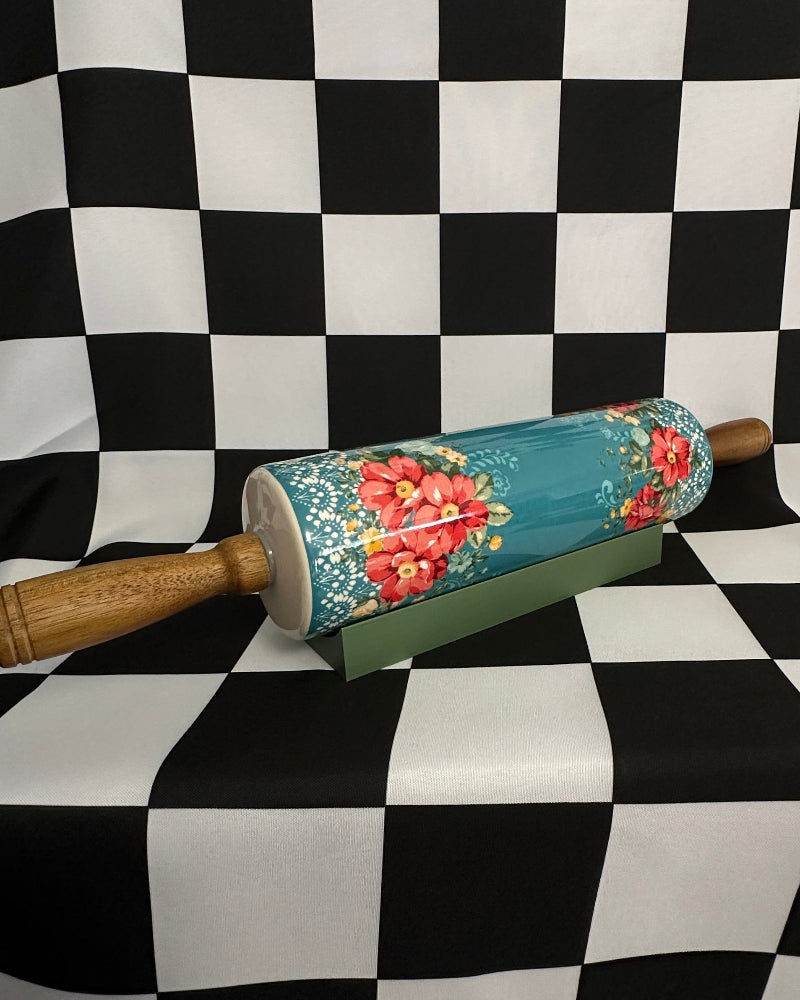 Dark Green Large Rolling Pin Holder Stand - Fits Pioneer Woman Rolling Pins