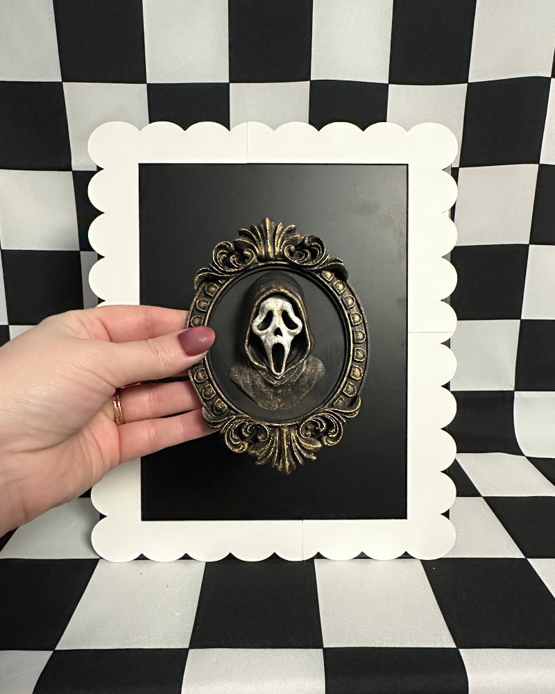 Ghostface-Inspired Framed Magnet | Horror Mini Wall Art & Gothic Curiosity Decor