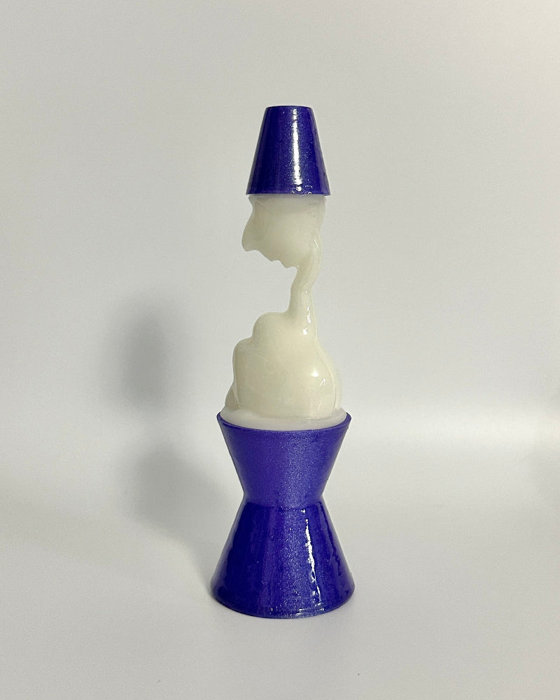 Purple and white object on a white background
