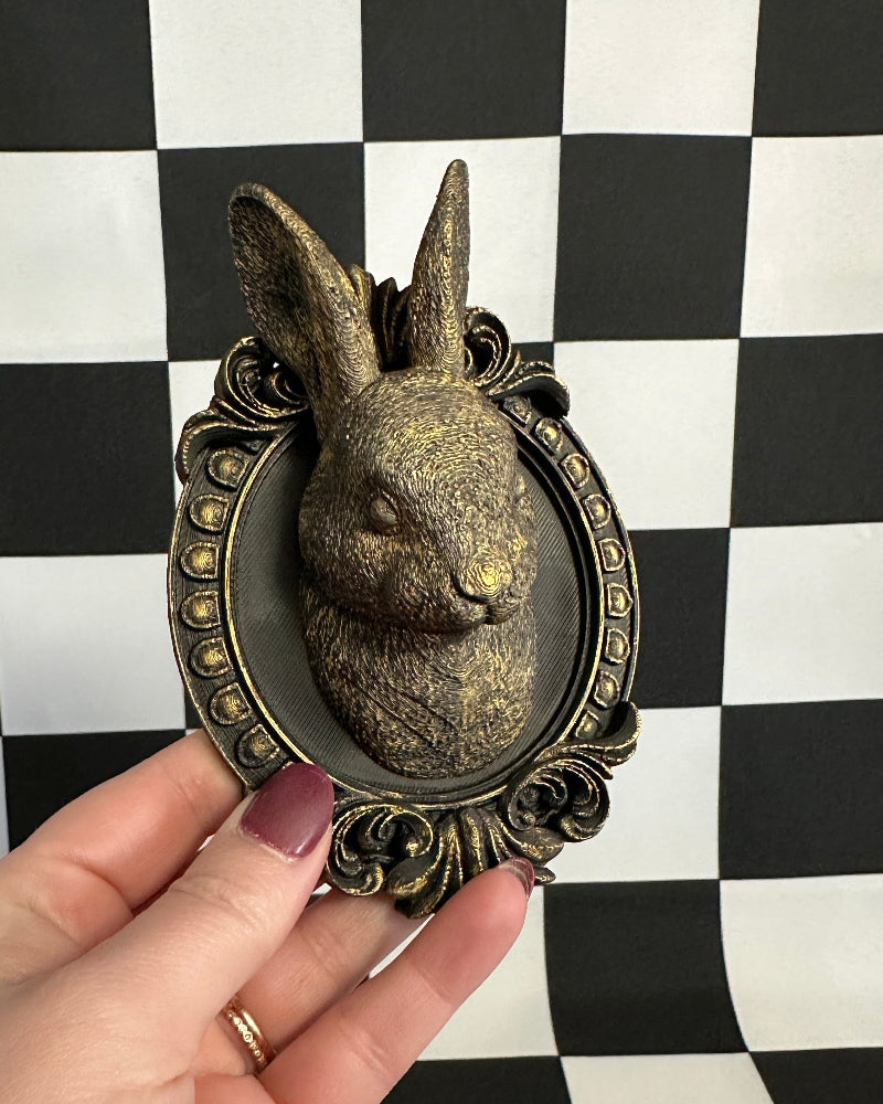 Gold Bunny Framed Magnet | Whimsical Mini Wall Art & Cottagecore Decor