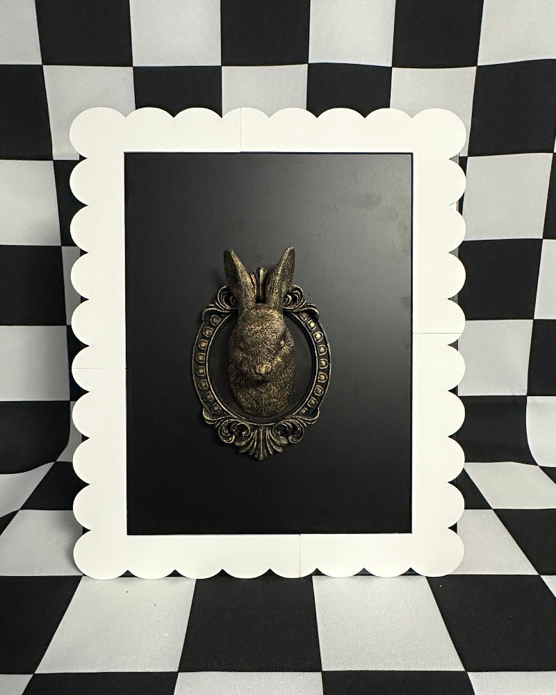 Gold Bunny Framed Magnet | Whimsical Mini Wall Art & Cottagecore Decor