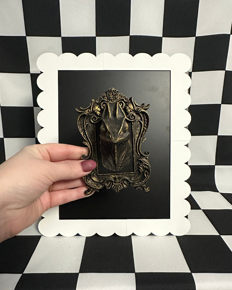 Gold Chameleon Framed Magnet | Tropical Curiosity Mini Wall Art & Eclectic Decor