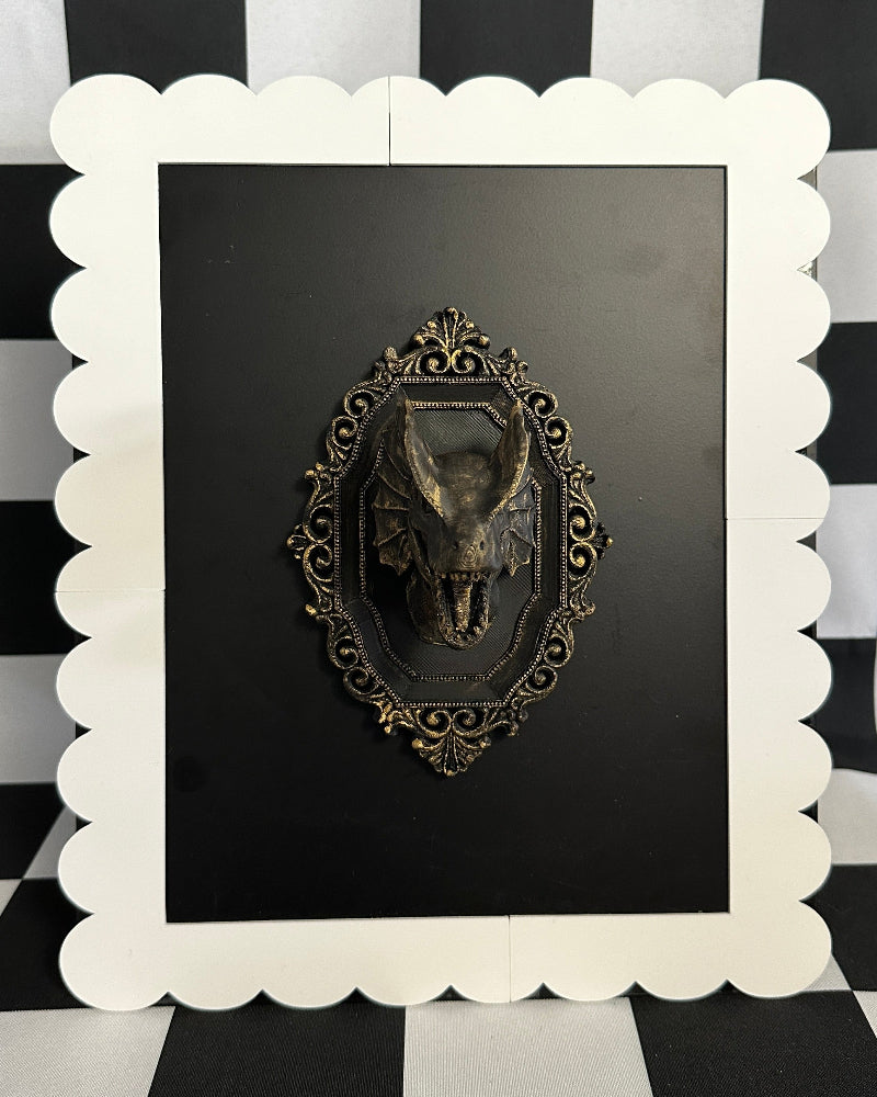 Gold Dinosaur Framed Magnet | Whimsical Mini Wall Art