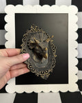 Gold Dinosaur Framed Magnet | Whimsical Mini Wall Art