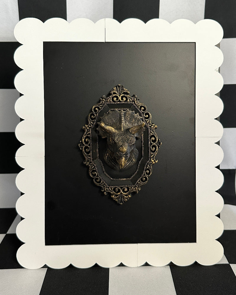 Gold Dinosaur Framed Magnet | Whimsical Mini Wall Art