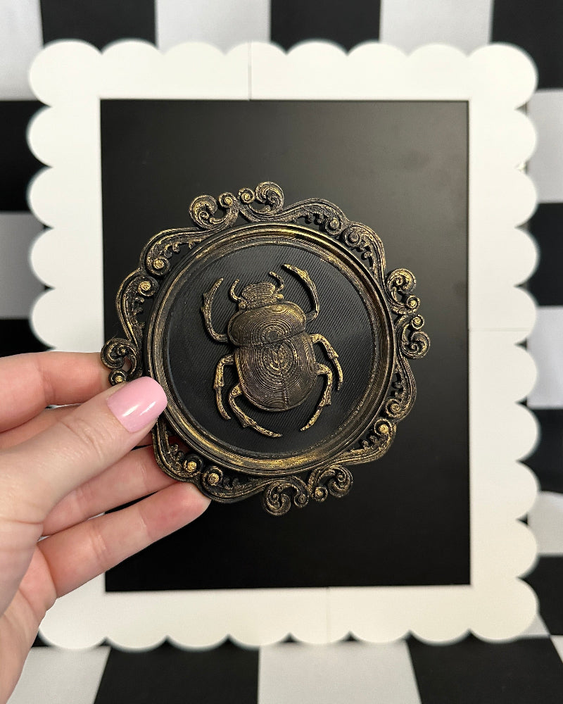 Gold Egyptian Scarab Framed Magnet | Whimsical Mini Wall Art 