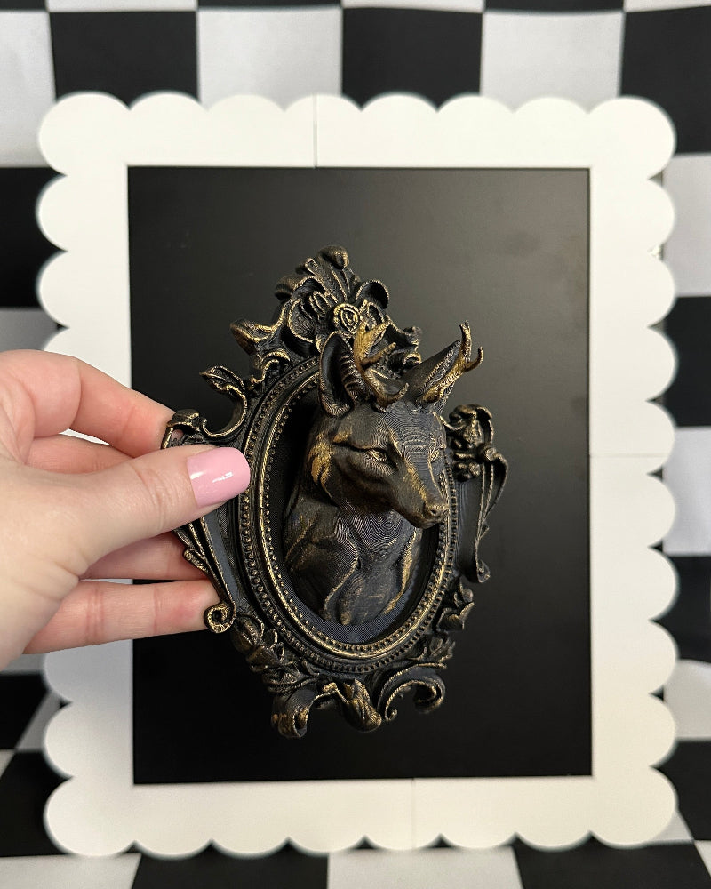 Gold Mythic Fox Framed Magnet | Whimsical Mini Wall Art 