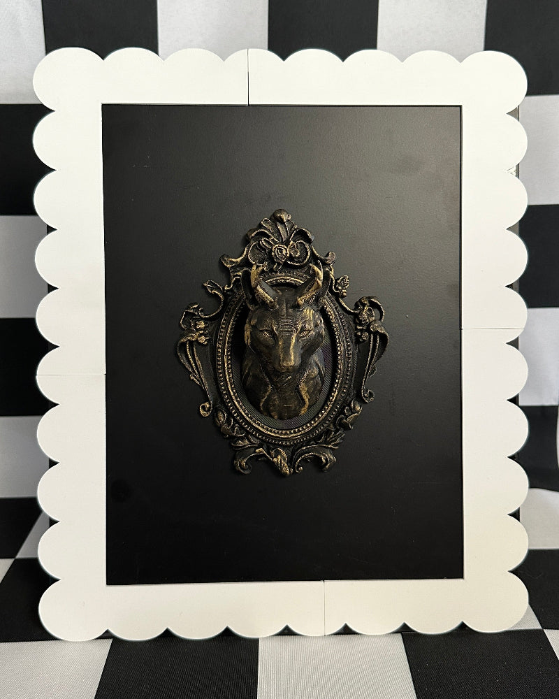 Gold Mythic Fox Framed Magnet | Whimsical Mini Wall Art 