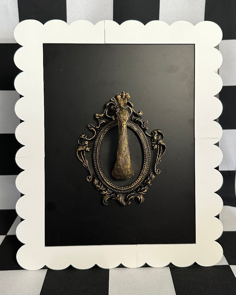 Gold Peacock Framed Magnet | Whimsical Mini Wall Art 