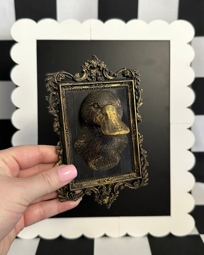 Gold Platypus Framed Magnet | Whimsical Mini Wall Art