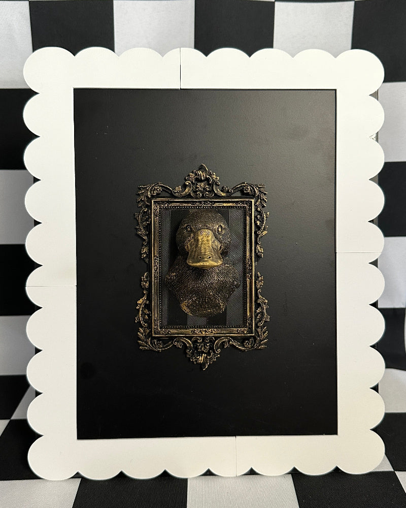 Gold Platypus Framed Magnet | Whimsical Mini Wall Art