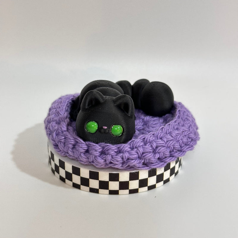 Obsidian Whimsy Cat 3D Printed Fidget Collectable