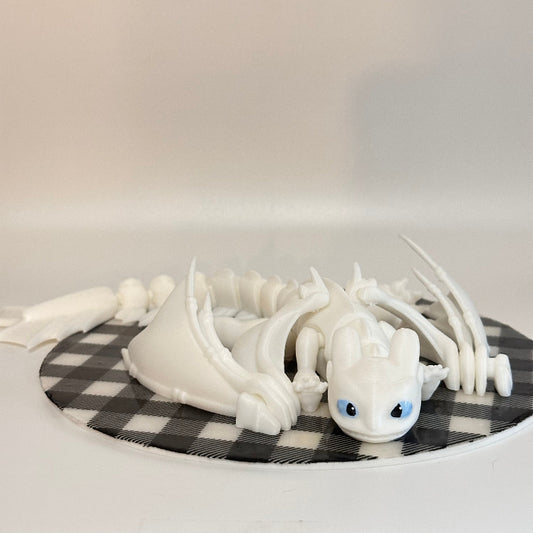 Large Light Fury 3D Printed Fidget Dragon Collectible