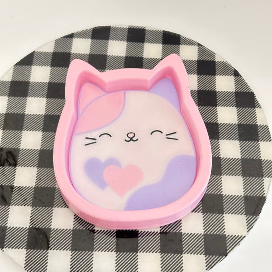 Purple Heart Cat Squishmallow Trinket Tray 3D Printed Organization