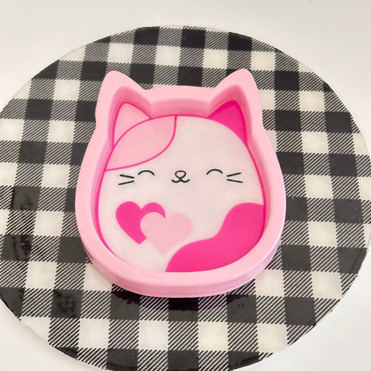 Pink Heart Cat Squishmallow Trinket Tray 3D Printed Organization