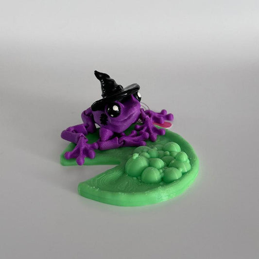 F44 Purple Witch Frog with Cauldron Lilypad