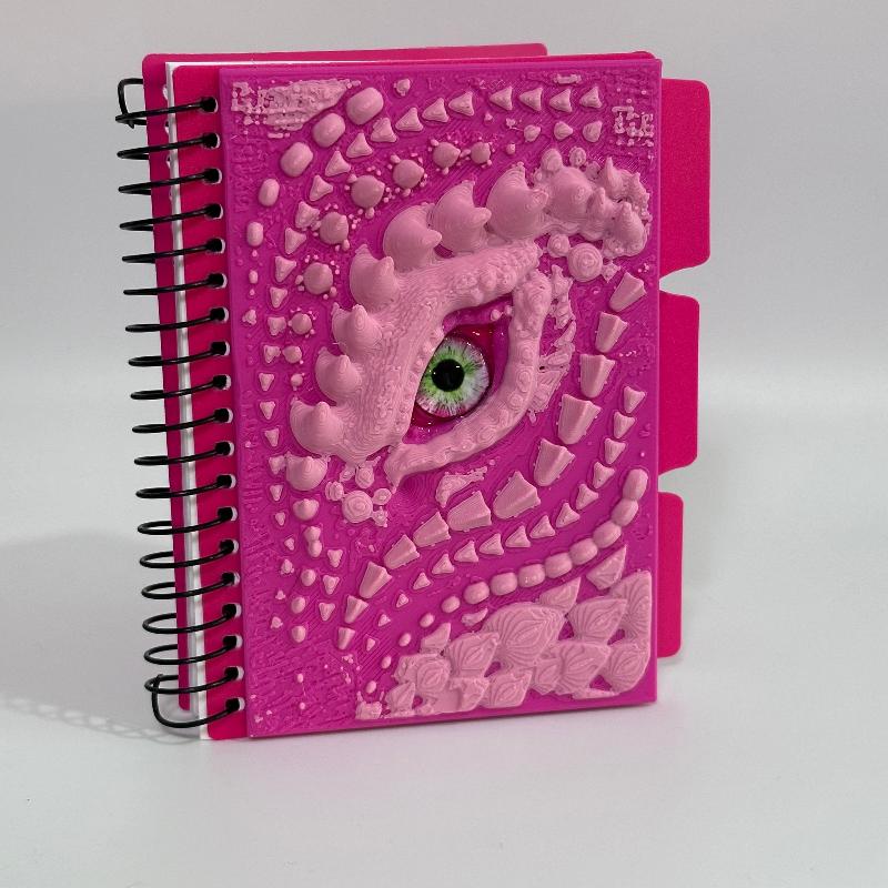 Pink Dragon Spiral Bound 3-Tab Index Card Notebook