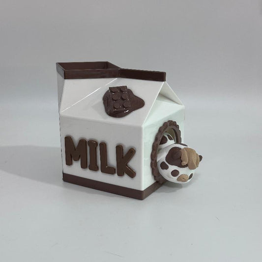 Kawaii Chocolate Fidget Cow with Milk Carton Home Collectable