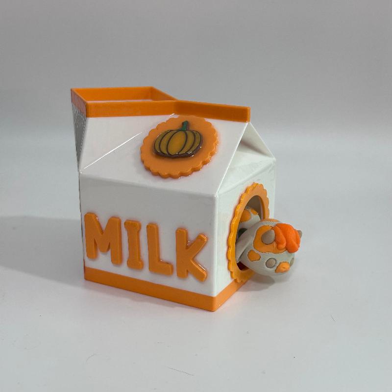 Pumpkinette: Kawaii Pumpkin Fidget Cow with Milk Carton Home Collectable