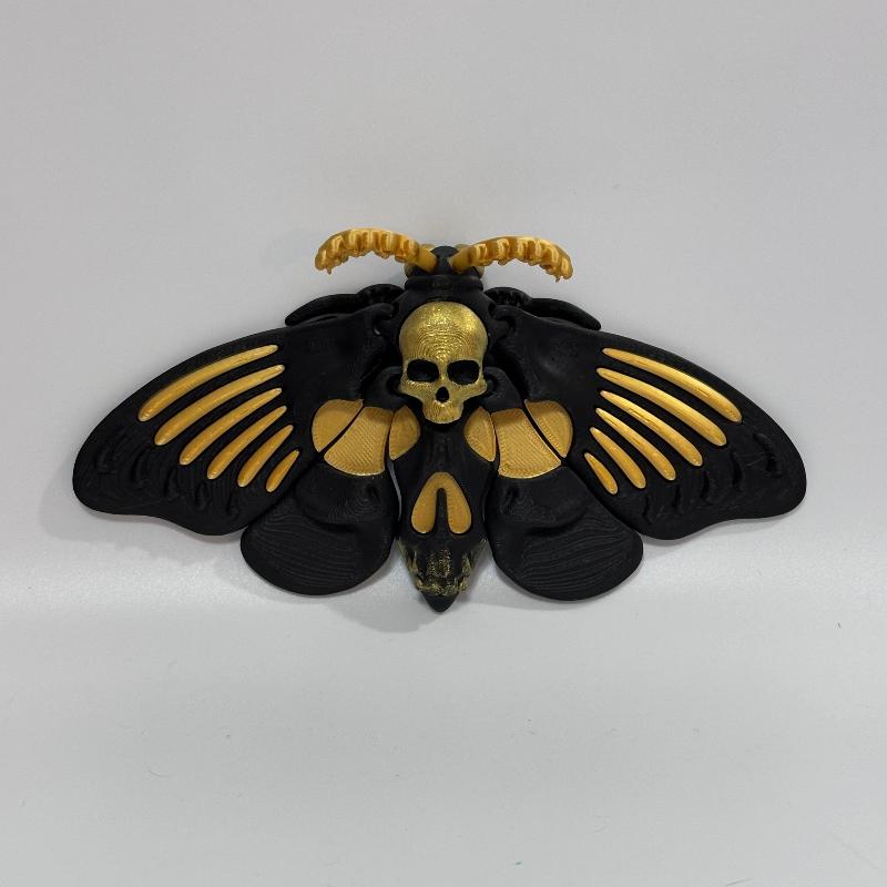 Large Gold Black Dead Head Moth 3D Printed Fidget Collectable