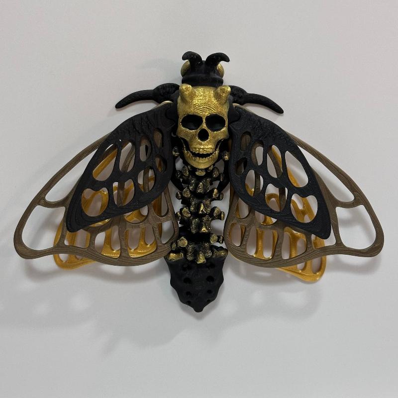 Large Gold, Bronze, Black Dead Head Moth 3D Printed Fidget Magnet