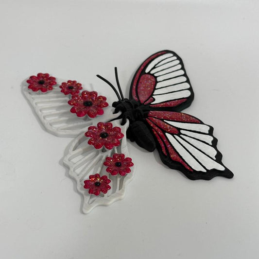 DM2 Red Black Flower Butterfly Moth