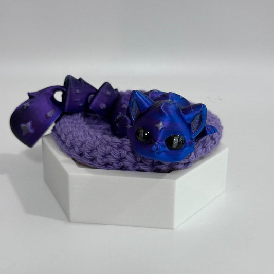 C3 Purple Cat &  Purple Crochet Cat Bed