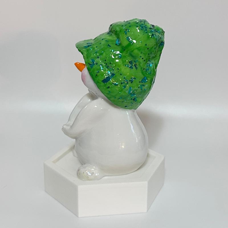 Shy Snowman in Green Beanie 3D Printed Holiday Collectable