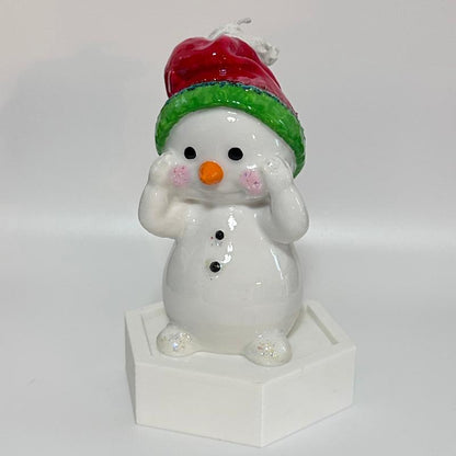 Shy Snowman in Red Beanie 3D Printed Holiday Collectable