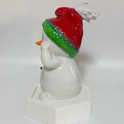 Shy Snowman in Red Beanie 3D Printed Holiday Collectable