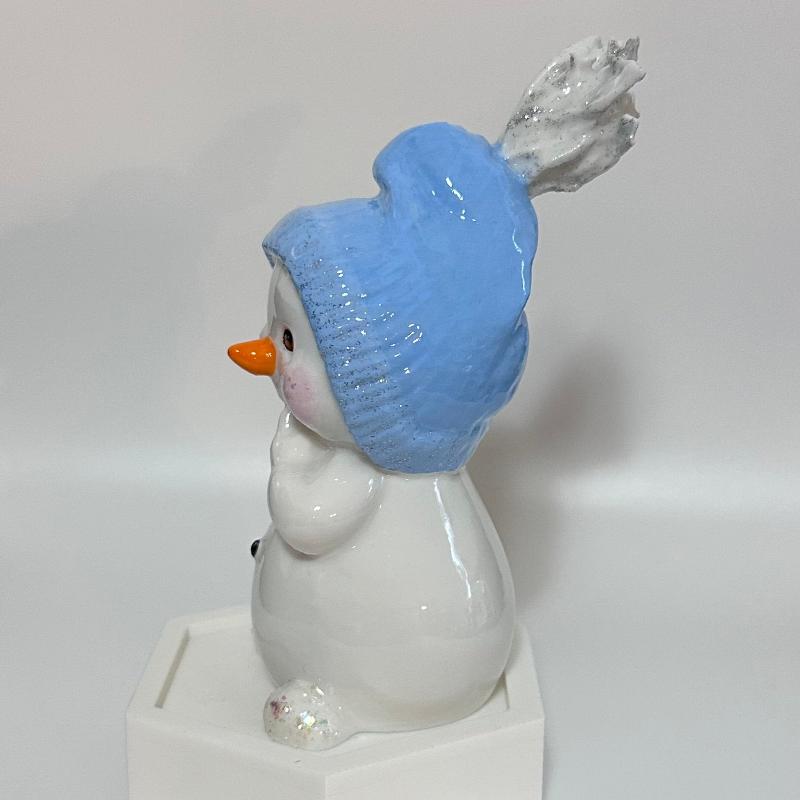 Shy Snowman in Blue Beanie 3D Printed Holiday Collectable